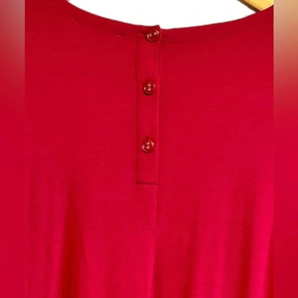 Eileen Fisher  Red Dress Viscose Spandex Scoop Neck Long Sleeve slip on size L - Picture 5 of 12